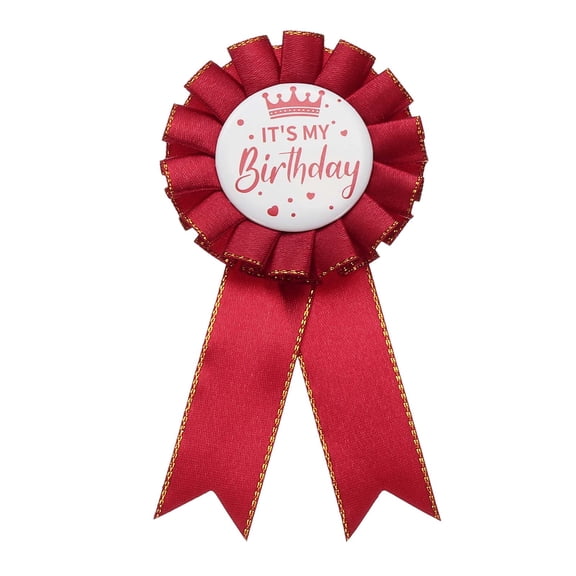 Uxcell Birthday Ribbon Pin, 5.9 x 2.8" Award Ribbon Fabric IT'S MY Birthday Pin for Party Adults Women Party Decorations Celebration Accessory Gift, Wine Red