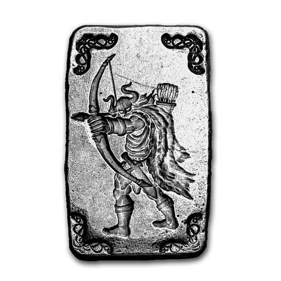 5 oz Hand Poured Silver Bar - Viking Warrior: Archer