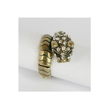 Zirconmania 622R-0146G Goldtone Crystal Panther Stretch Ring