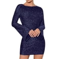 thumbnail image 2 of Laqbezok Women's Sexy Backless Glitter Mini Dress, Long Bell Sleeve Shimmering Bodycon Gown for Party Cocktail Evening Night Club, 2 of 4