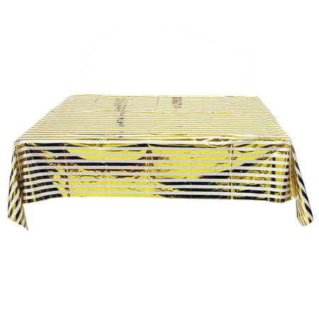 

XinDshop Disposable Tablecloth Bronzing Oil-proof Waterproof Decorative Reusable Desktop Decor Rectangle Striped Pattern Banquet Tablecloth Dining Table Cover for Festival