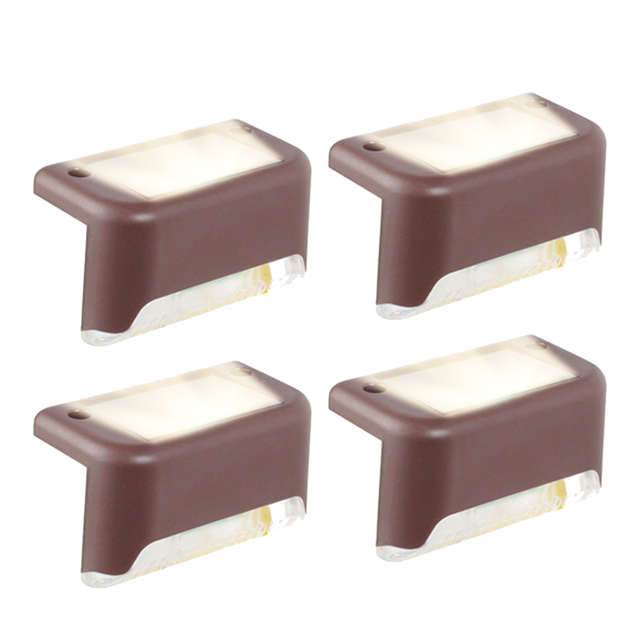 4-Pack Solar Step Lights - For Decks, Docks, Steps, Porches, Passages, Stairs, Railings
