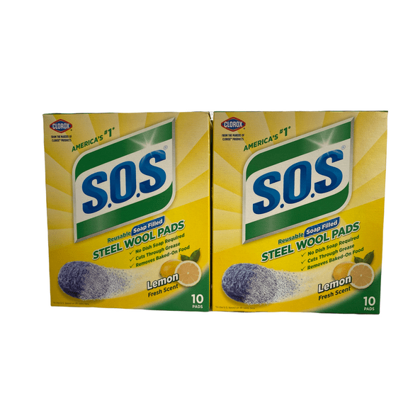 S.O.S Steel Wool Pads Lemon Fresh Scent With Anti-Rust Protection 2 pk 20 Pads
