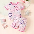 thumbnail image 5 of Girls Pajama Sets Valentines Pjs Short Sleeve Heart Crewneck Sleep Top Girl Pajamas Size 7-8 Years, 5 of 9