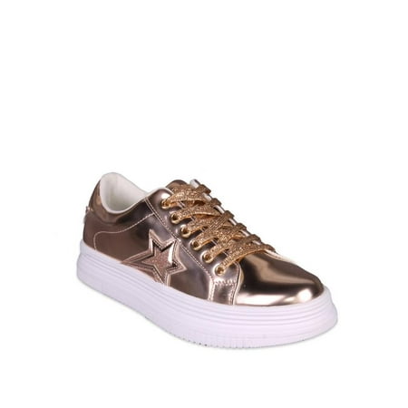 Pink Platform Shoes - Nature Breeze Star Women's Platform Sneakers in Pink