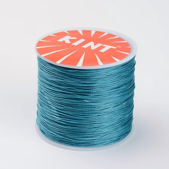 Round Waxed Polyester Cords Twisted Cord Dark Cyan 0.5mm about 115.92 yards(106m)/roll