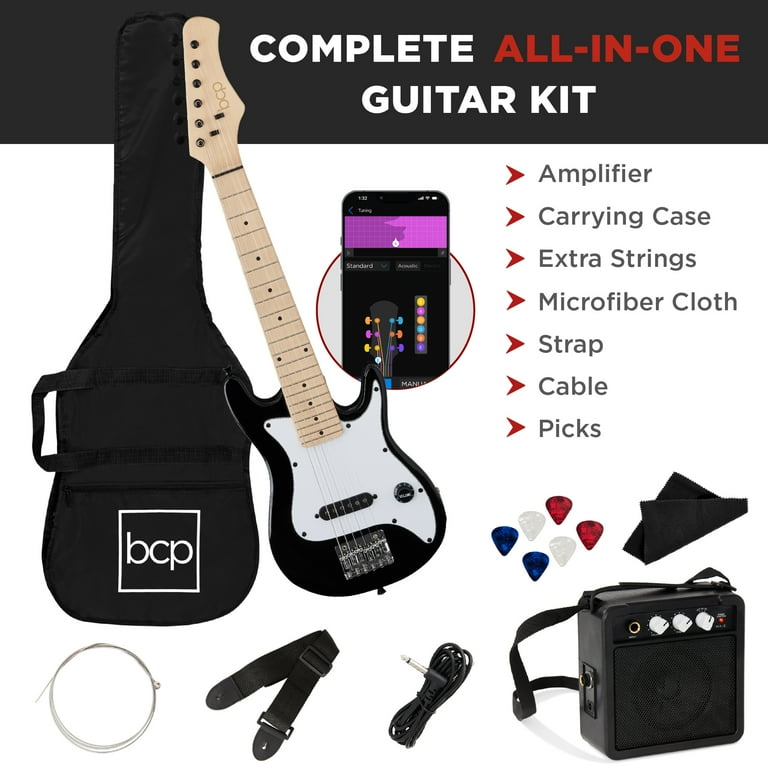 Zeny 30" Inch Kids Electric Guitar With 5W Amp Cable Cord Shoulder Strap New - Black