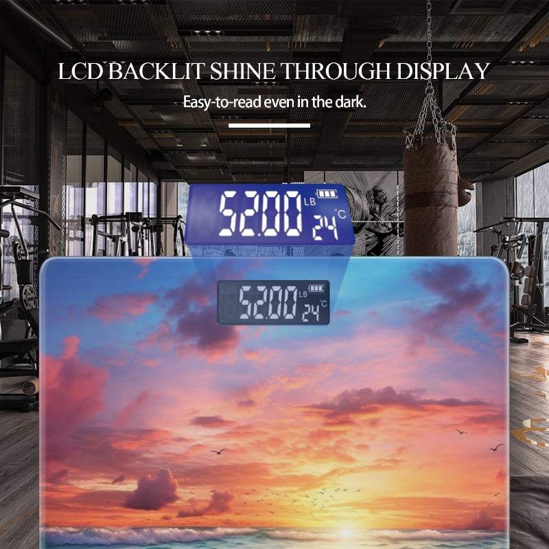 High Precision Body Weight Scale Smart Bathroom Scales with Large LCD Display(400lbs),Decorative for Bedroom-Beautiful Beach Sunset With Colorful Clouds And Waves