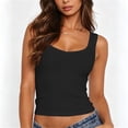 thumbnail image 2 of LEAVINGSUO Tank Tops for Women Summer Solid Color Casual Sleeveless V-Neck Solid Blouses Tank Black S, 2 of 7