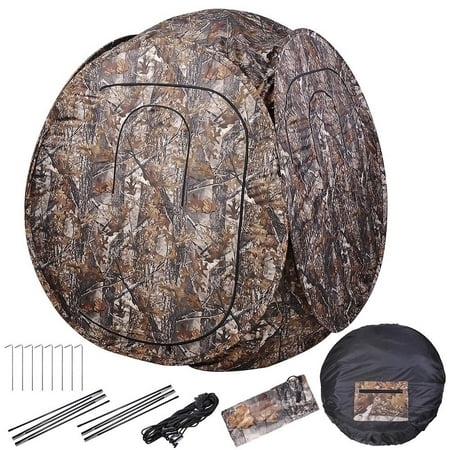 Koval Inc. Pop Up Oval Ground Wood-Leaf Camouflage Hunting Blind Hub Style (Camo Oval)