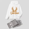 thumbnail image 1 of Conjuntos de pijamas de polar con capucha y mangas largas con letras bordadas a juego para toda la familia para Navidad (resistentes al fuego), 1 of 5