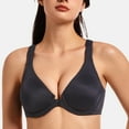 thumbnail image 4 of MELENECA Women's Racerback Front Closure Bras Plunge Unlined Full Coverage Seamless Underwire Bra Black 46B, 4 of 7