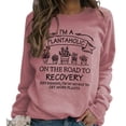 thumbnail image 3 of Sudadera informal para mujer, decoración estampada, manga larga, cuello redondo, Top de poliéster para todas las estaciones, Top dorado rosa, palabras negras XXL, 3 of 5