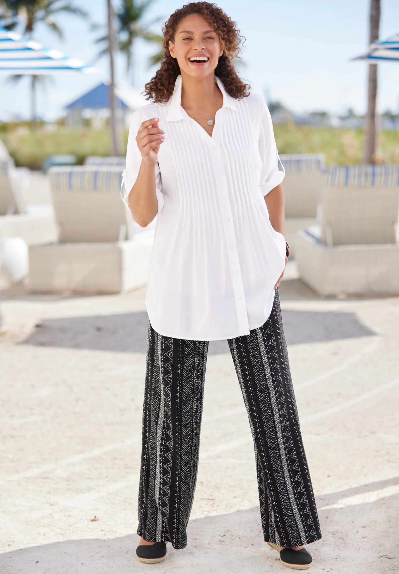 Plus Size Rayon Pintucked Effortless Tunic Blouse - image 5