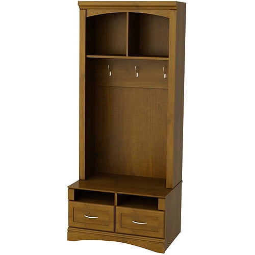 Entryway Hall Tree and Storage Bench, Resort Cherry