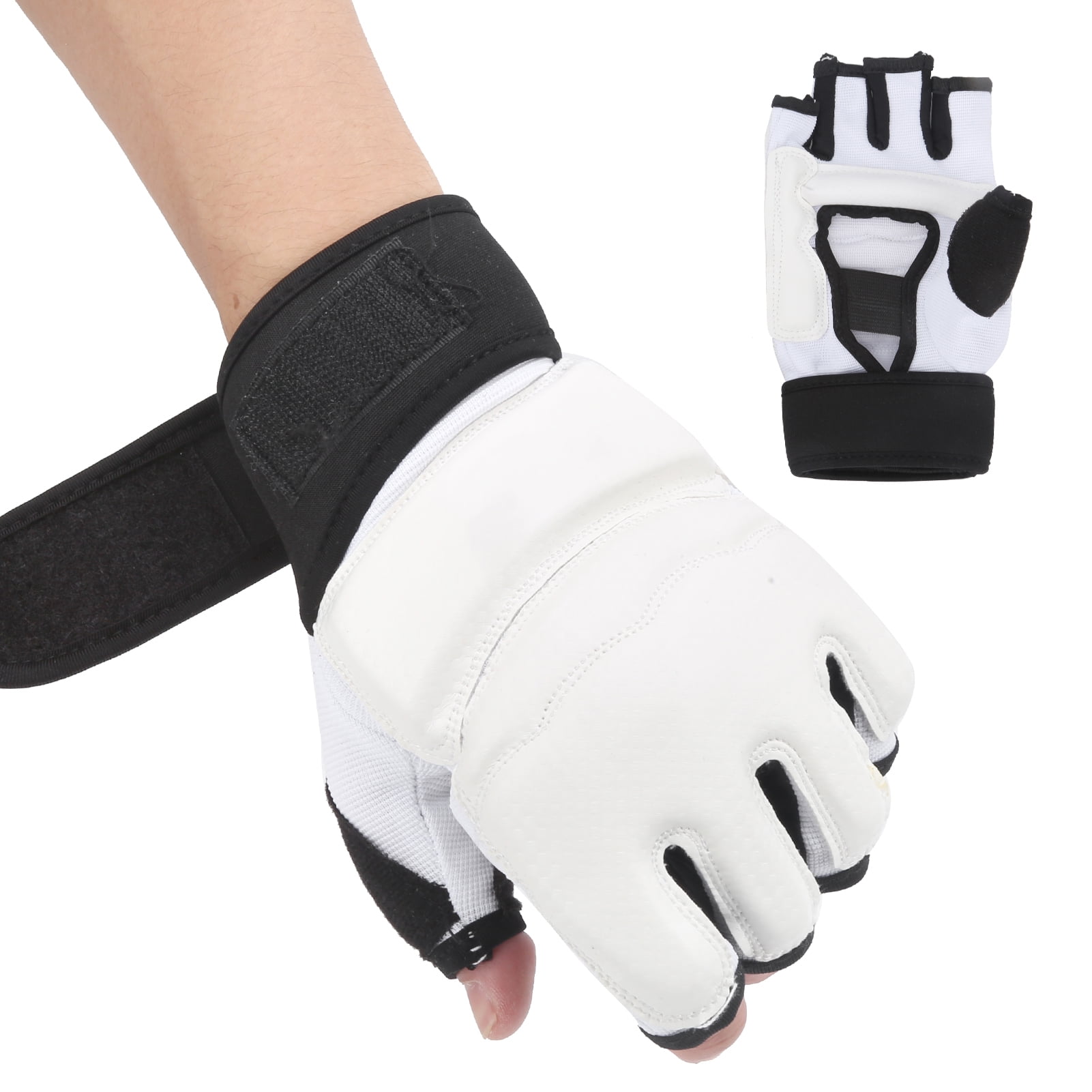 Spptty 1 Pair 180‑185mm Half Finger Punch Bag Training Gloves Boxing Taekwondo Fingerless Gloves,Taekwondo Gloves,Half Finger Boxing Gloves