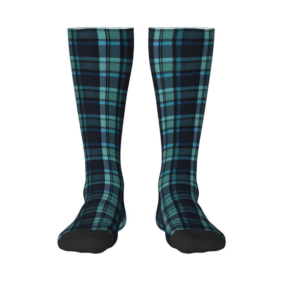 Knee High Socks for Women Vintage Tartan Plaid Print Long Tube Sock Uniform Socks