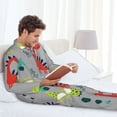 thumbnail image 4 of Salouo Cute Dinosaur Print Button-Front Long Sleeve Pajama Set for Men, Soft 2Pjs Men's Long Sleeve Sleepwear -Small, 4 of 7