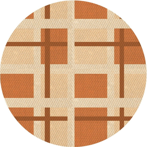 Ahgly Company Machine Washable Indoor Round Transitional Neon Orange Area Rugs, 5' Round