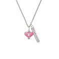 thumbnail image 2 of Delight Jewelry Silvertone Hot Pink Enamel Heart with Cutout Silvertone Fearless Bar Charm Necklace, 23", 2 of 4
