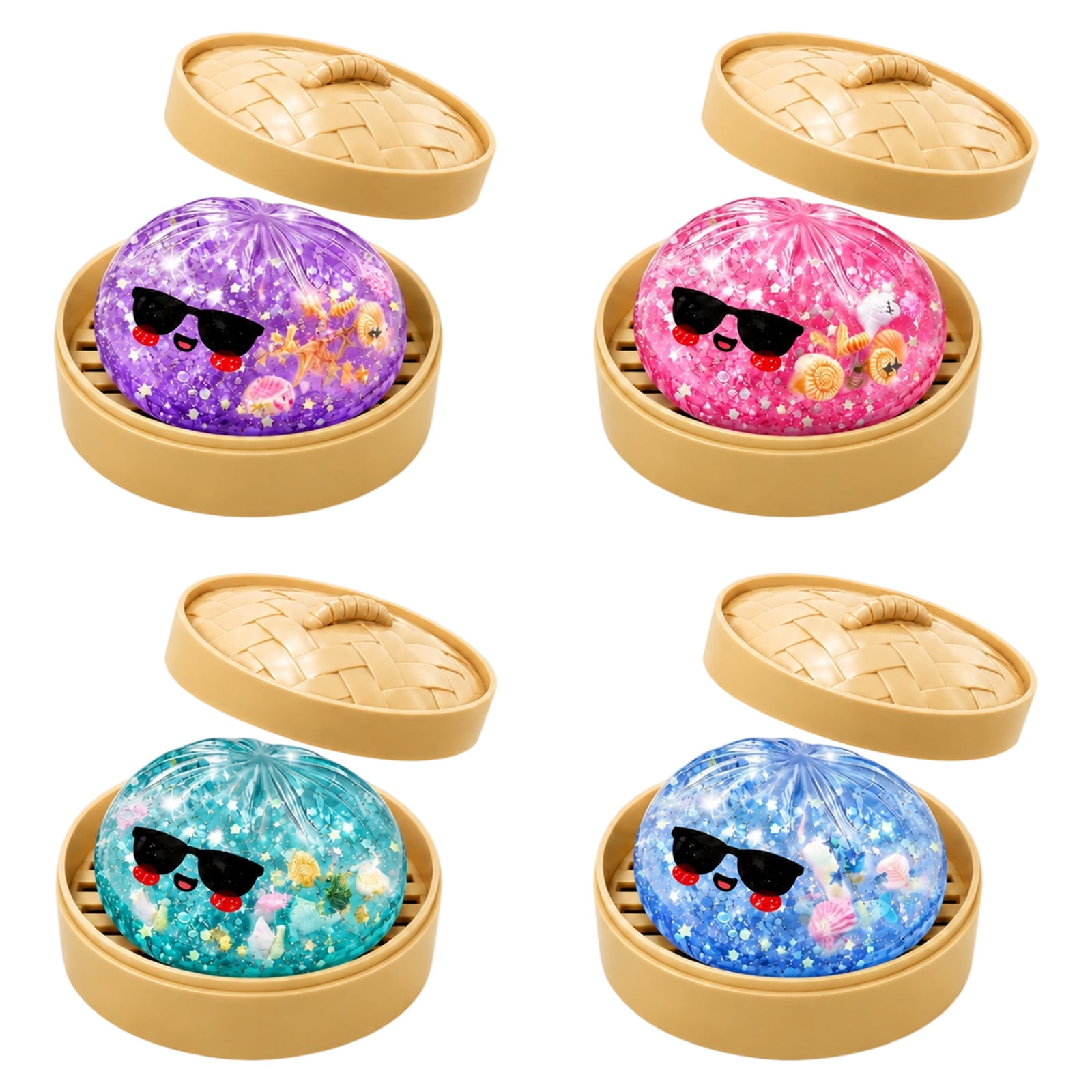 Cute Dumpling Squeeze Mystery Box Mystery Squishy Dumpling Squishy Dumpling Stress Relief Toy with Realistic Texture Glitter Stress Relief Squeeze Balls with Steamer Box Party & Birthday Gifts