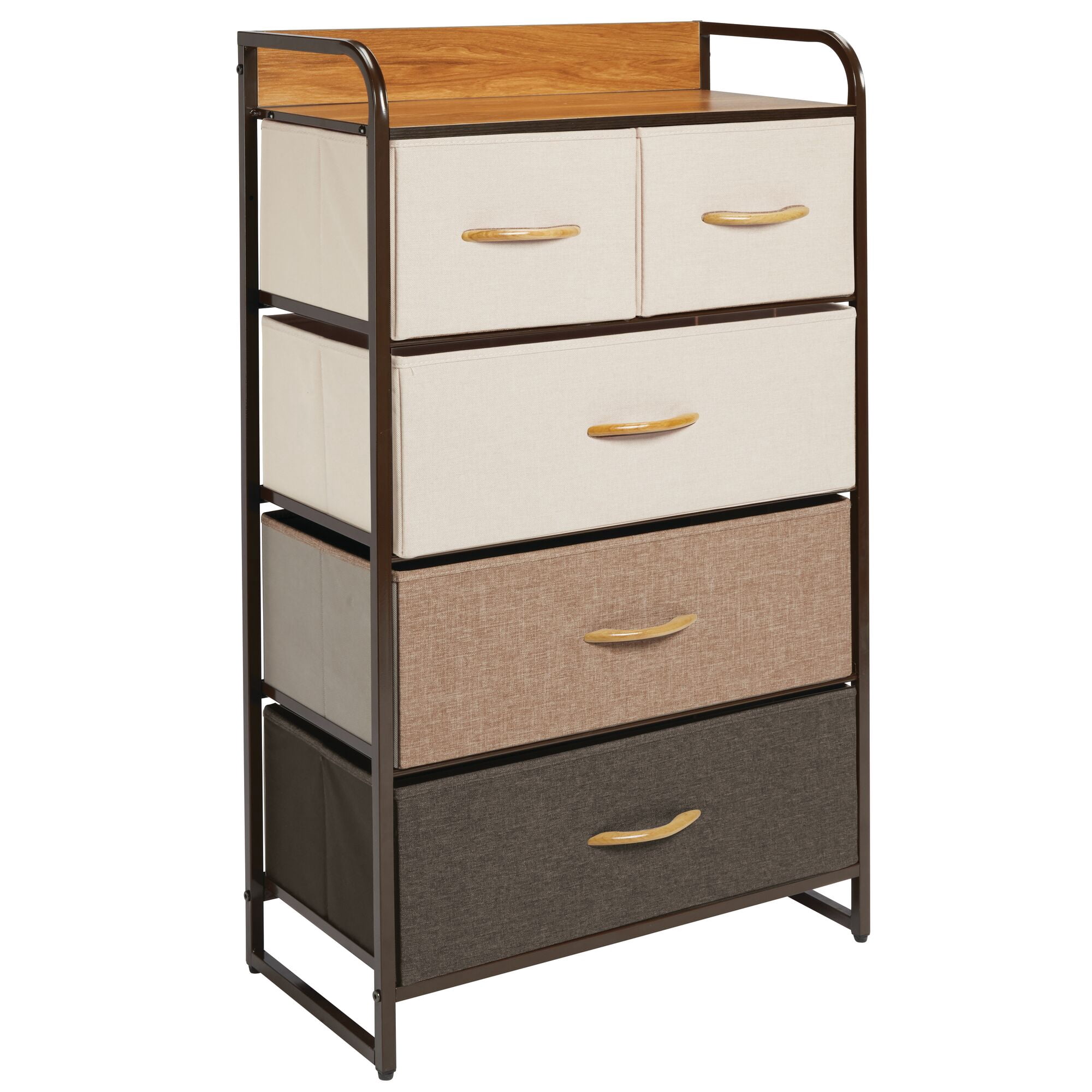 mDesign Bedroom Small Storage Chest, 5 Fabric Drawers - Multi