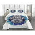thumbnail image 3 of Ambesonne Evil Eye Quilted Bedspread Set 3 Pcs, Hamsa Brushstrokes, King Size, Pale Blue Dark Blue, 3 of 5