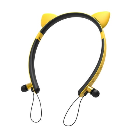Cute Cat Ear Wireless Bluetooth Earbuds Magnet Adsorption Sports In-ear Headset (Best Uc Bluetooth Headset)