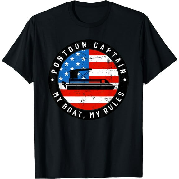Hilarious Pontoon Captain US Flag 4th of July Boating T-Shirt mens t shirt,black,women,funny,misfits,men,journey,t-shirt