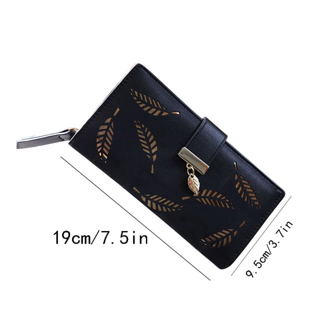 Yhmxh Organizadores y almacenamiento Cartera de mujer con diseño de hojas huecas, larga, moderna, con cremallera y hebilla. Almacenamiento de ducha almacenamiento de cocina Almacenamiento de juguetes