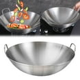 thumbnail image 1 of Double Handle Wok, Polished Stainless Steel Wok, Round Bottom Wok with 2 Loop Handles, Stainless Steel Round Bottom Wok for Kitchen Home Restaurant, 11.0 Inches(Grey), 1 of 9