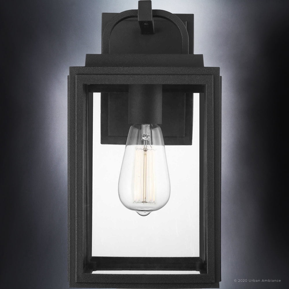 Luxury Farmhouse Wall Sconce, 13.625H x 7.125W, with Modern Farmhouse Style, Midnight Black, UHP1386 by Urban Ambiance