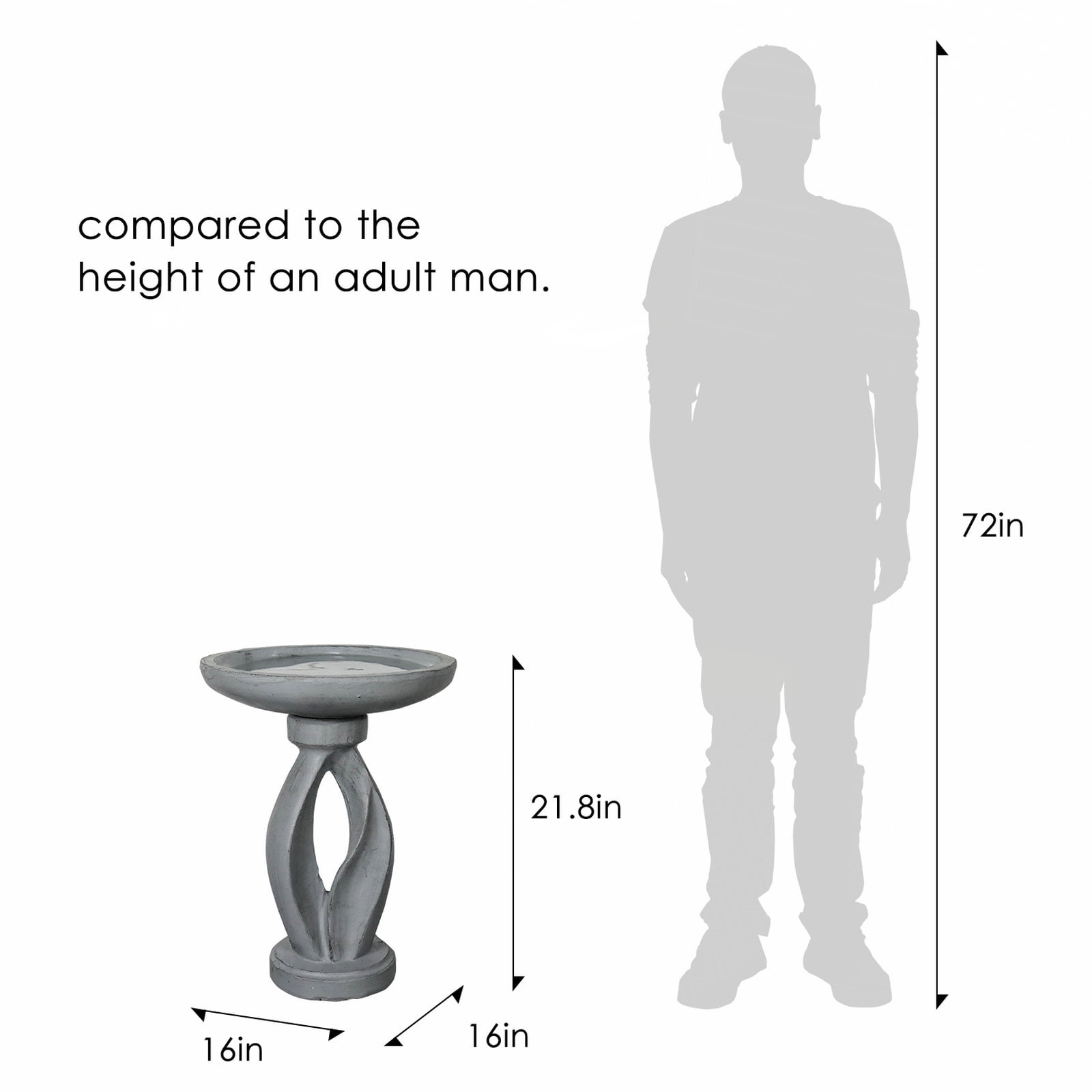 Hamiedun 21.8" Tall Modern Concrete Garden Bird Bath Outdoor BirdBath Perfect for Adding Interest to Your Garden, Patio, Backyard, Porch