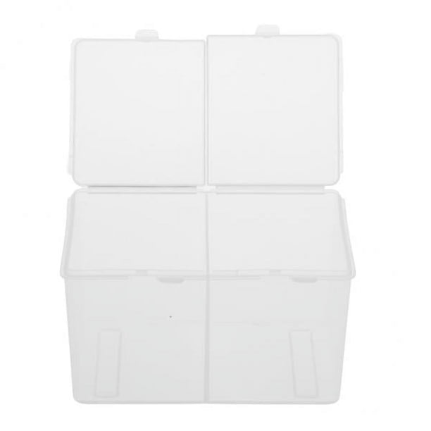 Caja de almacenamiento para toallas de uñas, contenedor de hisopo de algodón transparente, 2x2 compartimentos 3 piezas