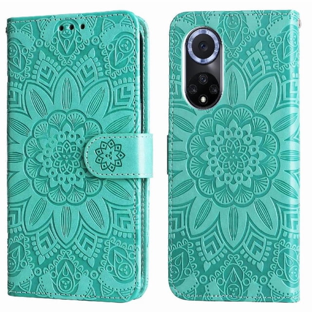 Funda tipo cartera GANGXUN para Honor 50 , diseño girasol, cuero PU, soporte, cierre magnético, tarjetero
