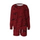 thumbnail image 3 of Puntoco Conjunto De Sudadera Con Pantalón Y top De Cuello Redondo De Manga Larga Informal Estampado Para Mujer Rojo M, 3 of 3