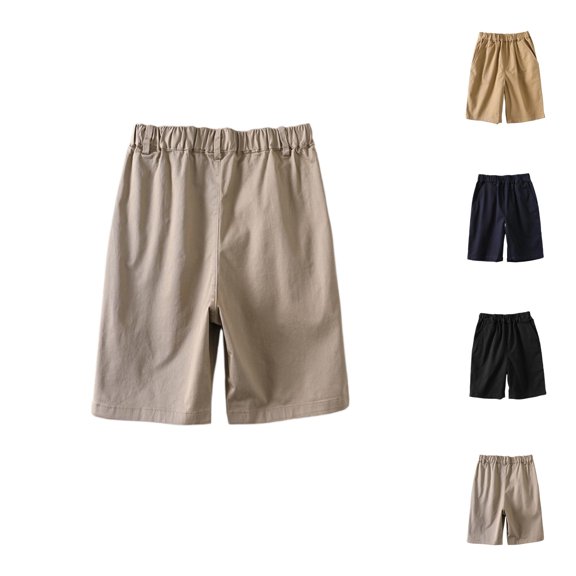 Boys Girls Shorts with Pockets Summer Casual Lightweight Elastic Waist Loose Knee Length Shorts School Uniforms 1-18 Years