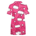 thumbnail image 4 of Ruimatai Women Christmas Print Pajama Set Short Sleeve Button Down Top with Shorts Soft Polyester Casual Loungewear Homewear, 4 of 5