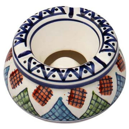 Patio Gift - Christmas and Holiday Sale - SouvNear Moroccan Ashtray for Indoor Outdoor - Handmade Ash Tray in Ceramic Two-Piece in Safi Design Decorative Centerpiece for Home Office Table Patio Garden Décor
