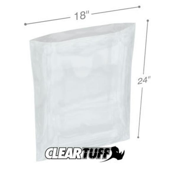 International Plastics PB11824 18 x 24 in. Clear Poly Bags, 0.00125 Gauge - Case of 1000