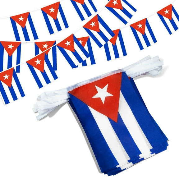 Anley Cuba String Flag Pennant Flags, Patriotic Events 10th of October Cuban Independence Day Decoration Sports Bars - 33 Feet 38 Flags