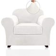 thumbnail image 2 of Shanna Velvet Stretch Armchair Covers, 2 Piece Chair Covers Furniture Protector Cushion Couch Cover Soft with Elastic Bottom (White), 2 of 11