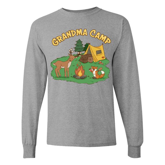 Inktastic Grandma Camp with Camping Animals Long Sleeve T-Shirt