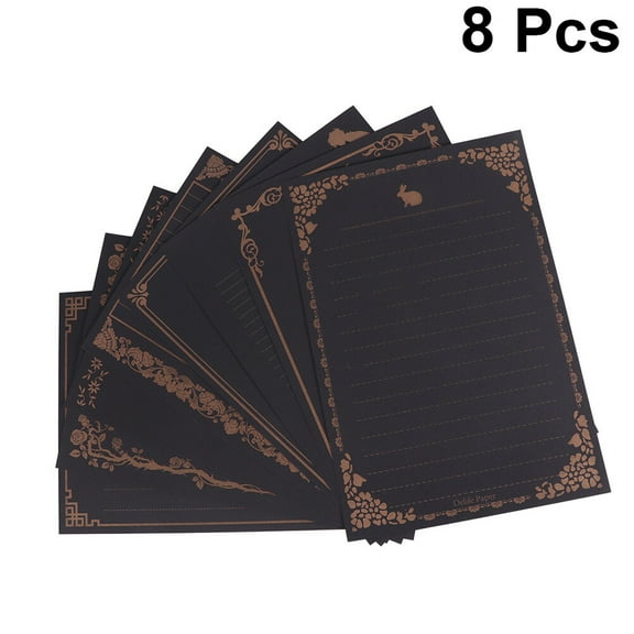 Raindrops  8 Pcs Black Writing Paper Creative Letter Charming Stationery
