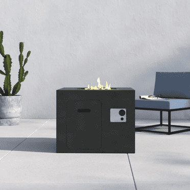 LSI Modern 30" x 30" Rectangular Natural Gas Concrete Fire Pit with Sleek Design