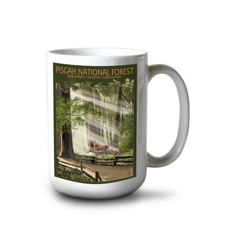 

15 fl oz Ceramic Mug Brevard North Carolina Pisgah National Forest Deer and Fawn Dishwasher & Microwave Safe