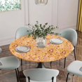 thumbnail image 5 of Orange Yellow Boho Round Tablecloth for 45-54 Inch Tables,Fitted Table Cover with Elastic Edge,Vintage Shabby Abstract Geometric Art Waterproof Outdoor Table Cloth Protector for Patio Garden Dinner, 5 of 9