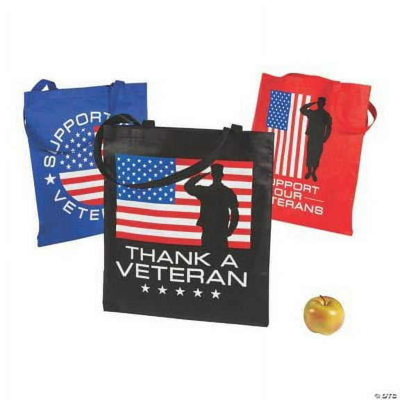 Large Veteran Tote Bags, Birthday, Apparel Accessories, 12 Pieces