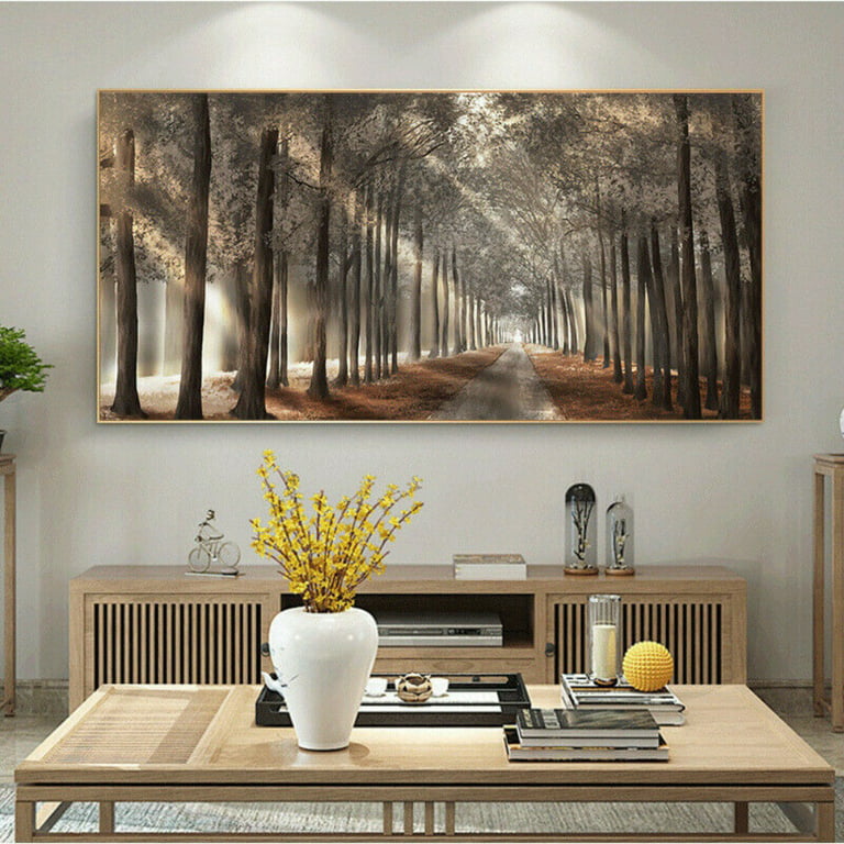 Jlong Forest Canvas Wall Art Living Room Decor Large Nature Unframed Pictures Artwork Contemporary Modern Landscape Foggy Sunshine For Kitchen Office Home Decoration Com