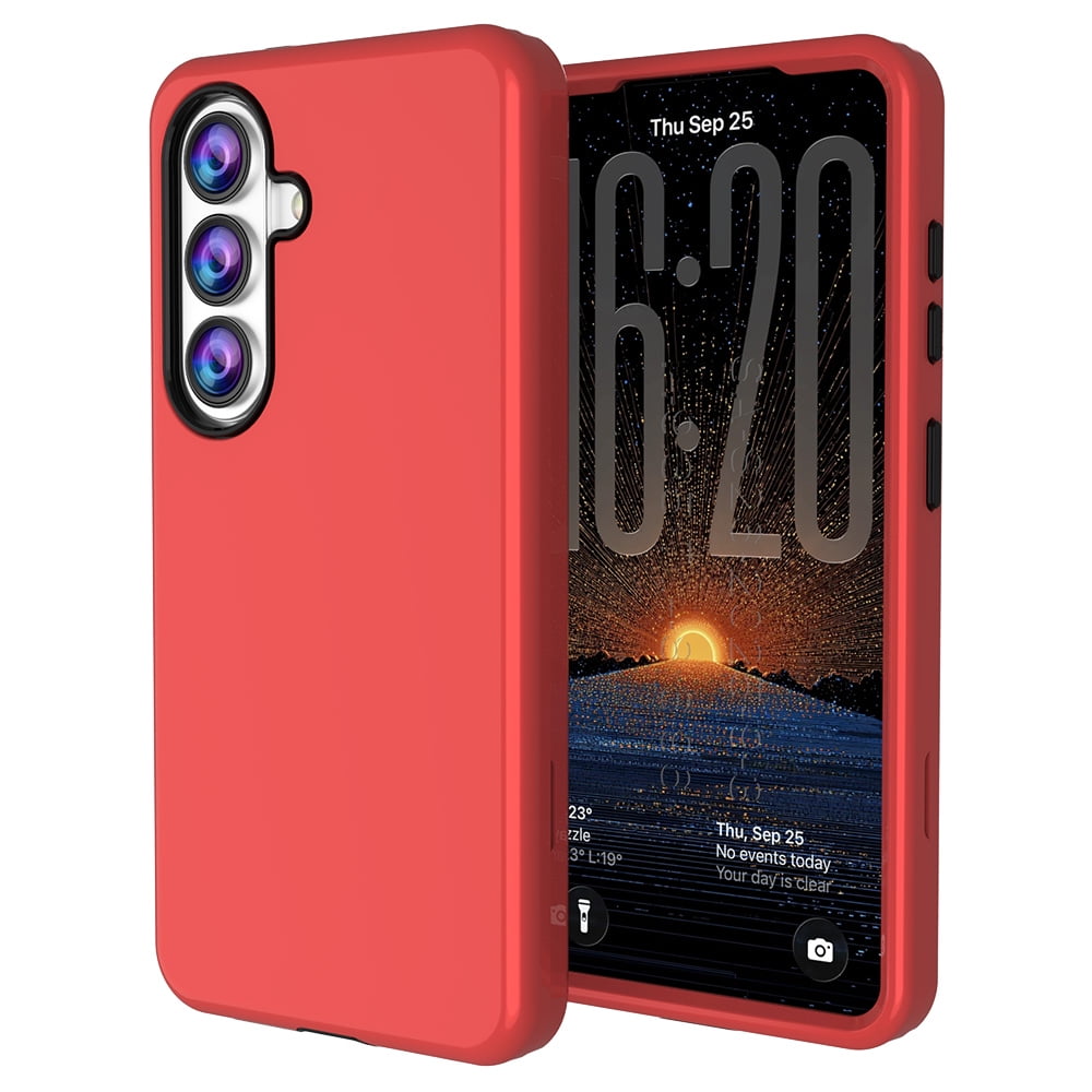 Kryonix for Samsung Galaxy S26 Plus 5G 6.7” Case 3 Layers Protection PU Leather & Hard PC Hybird Case Heavy Duty Military-Grade Drop Bumper Shockproof Anti-Scratch Slim Shell Red